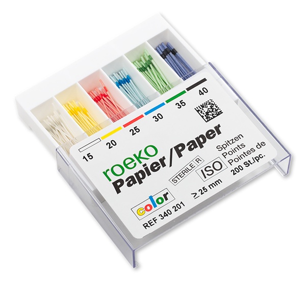 Бумажные штифты ROEKO Paper Points color ISO 15, 200шт 3431 фото